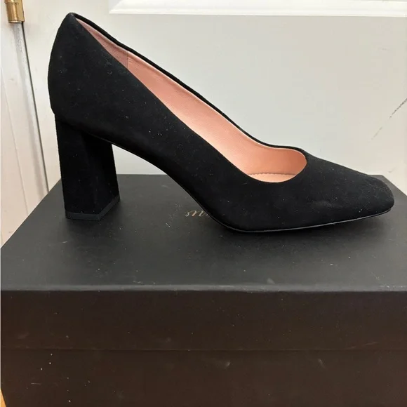 New in box J. Crew Black Kid Suede Classic stacked Heel Pumps (6) - Picture 9 of 10